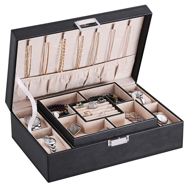 Rebrilliant Jewelry Box Organizer With 4 Watch Case Removable Tray